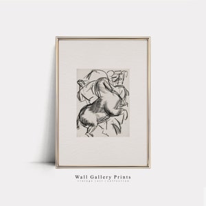 Minimalistische Skizze eines Reiters | Abstraktes Ätzdekor | DRUCKBARE Digital Art# 063S