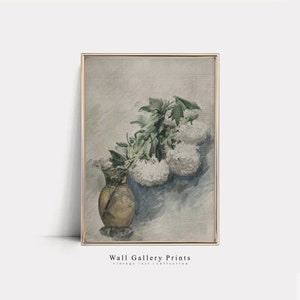 White Floral Still Life Oil Painting | Vintage Still Life Print | PRINTABLE Digital Art #091SN