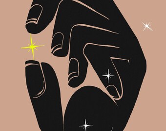 Handful of Stars Illustration Print, Self-Love, Self Acceptance, Home Decor, Wall Decor, Modern, Color Print