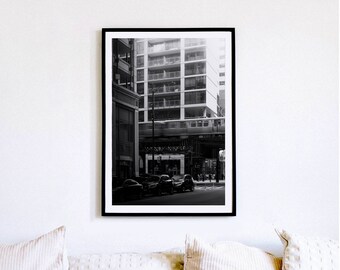 Chicago "L" Metro Line Black and White Archival Photo Print, Home Decor, Black and White Photography, Travel, Train