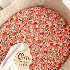 Sábanas de cuna hechas a mano / sábanas de cuna de tamaño personalizado / sábana de cuna floral rosa vintage / ropa de cama para niñas recién nacidas / funda de almohada floral