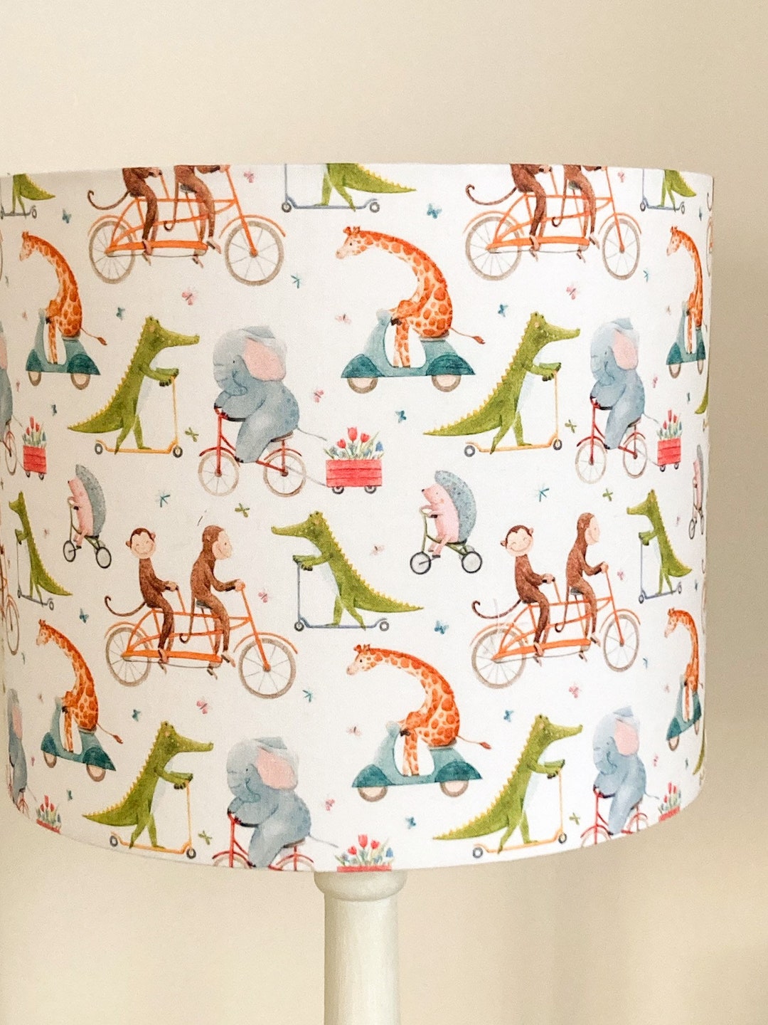 Lampshade Vintage Zoo Monkey Elephant Giraffe Crocodile Animals Circus