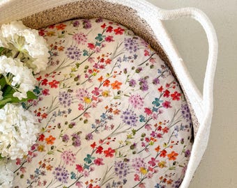 Handmade cot sheets / custom sized cot sheets/ small rose Floral cot bed sheet/ newborn girls toddler bedding /floral pillowcase
