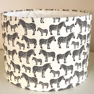 Lampshade Black and White Zebra Safari Print Pattern Fabric Lampshade Drum Table or Ceiling