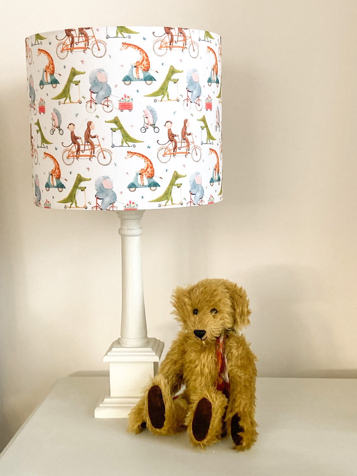 Lampshade Vintage Zoo Monkey Elephant Giraffe Crocodile Animals Circus