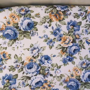 Handmade cot sheets / custom sized cot sheets/ blue  roses Floral cot bed sheet/ newborn girls toddler bedding /floral pillowcase