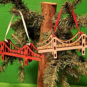 Golden Gate Bridge 3D Ornament San Francisco Laser Cut Holiday Christmas Ornament