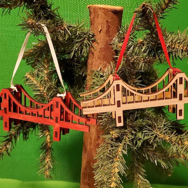 Golden Gate Bridge 3D Ornament San Francisco Laser Cut Holiday Christmas Ornament