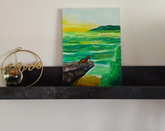 Segelboot auf See Gemälde in Acryl auf Leinwand Original