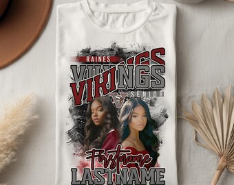 Custom Football Shirt with Player Name, Number & Photo | Senior Night or Game Day PNG or T-Shirt | Football Mom, High School Fanwear