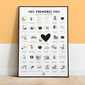 Cartel Mis primeras veces "MADE IN LUXEMBOURG", un cartel personalizado para estampar para niñas y niños