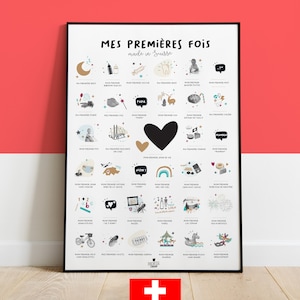 Mein erstes Baby SWITZERLAND Poster, ein personalisiertes Poster zum Stempeln für Mädchen und Jungen, hergestellt in der Schweiz