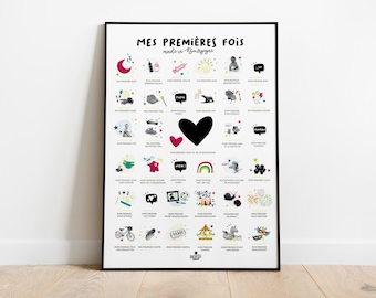 Mina första vinröda stämpelbar poster | Babydatum-poster | Babyförsta | Babyrumsdekor för en vinröda flicka
