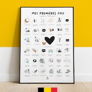 Poster Meine ersten Male „made in BELGIUM“, ein personalisiertes Poster zum Stempeln für Mädchen und Jungen