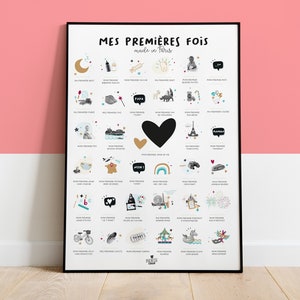Póster Mis primeras veces hechas en PARIS, un cartel personalizado para estampar para niñas y niños