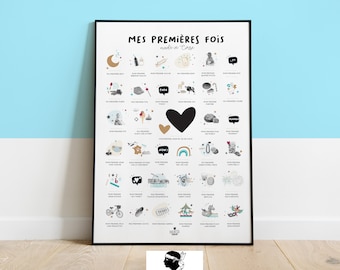 Mina första tider-poster "tillverkad på Korsika", en personlig poster att stämpla för flickor och pojkar