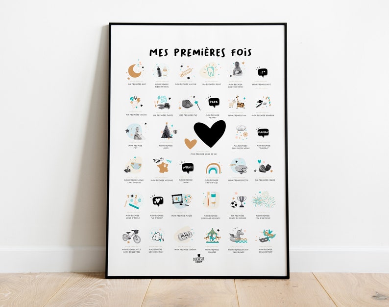 Affiche "Mes premières fois" un poster original à tamponner filles et
