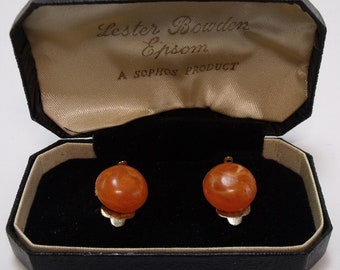 Boucles d’oreilles Vintage Clip-On avec petits clous orange