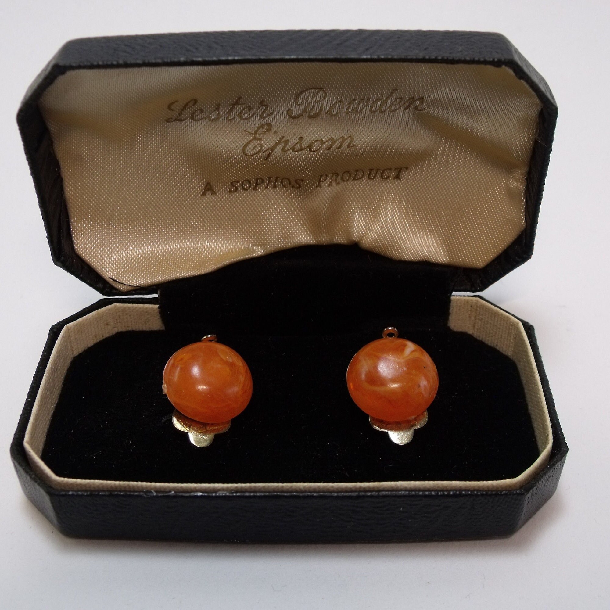 Vintage Clipon Earrings With Small Orange Studs Etsy UK