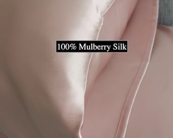 Taie d'oreiller en soie 22 mm pour soins de la peau et des cheveux - 100 % soie de mûrier des deux côtés
