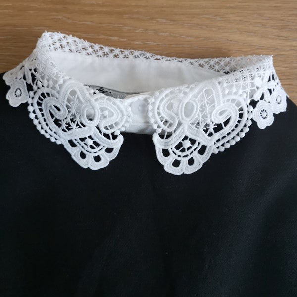 Fake Kragen für Frauen - Fake Lace Chiffon Kragen - Halber Hemdkragen - White Dickies - Schwarzer Kragen - Abnehmbarer Kragen für Frauen