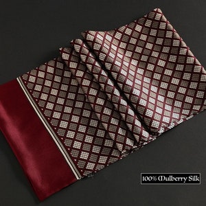 Men's Mulberry Silk Scarf/Double-Layer & Double-Sided Silk Scarf/ Luxurious 100% Mulberry Silk Long Scarf for Men Perfect Gift For Him Big Red Square