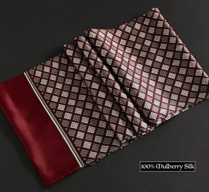 Men's Mulberry Silk Scarf/Double-Layer & Double-Sided Silk Scarf/ Luxurious 100% Mulberry Silk Long Scarf for Men Perfect Gift For Him Big Red Square