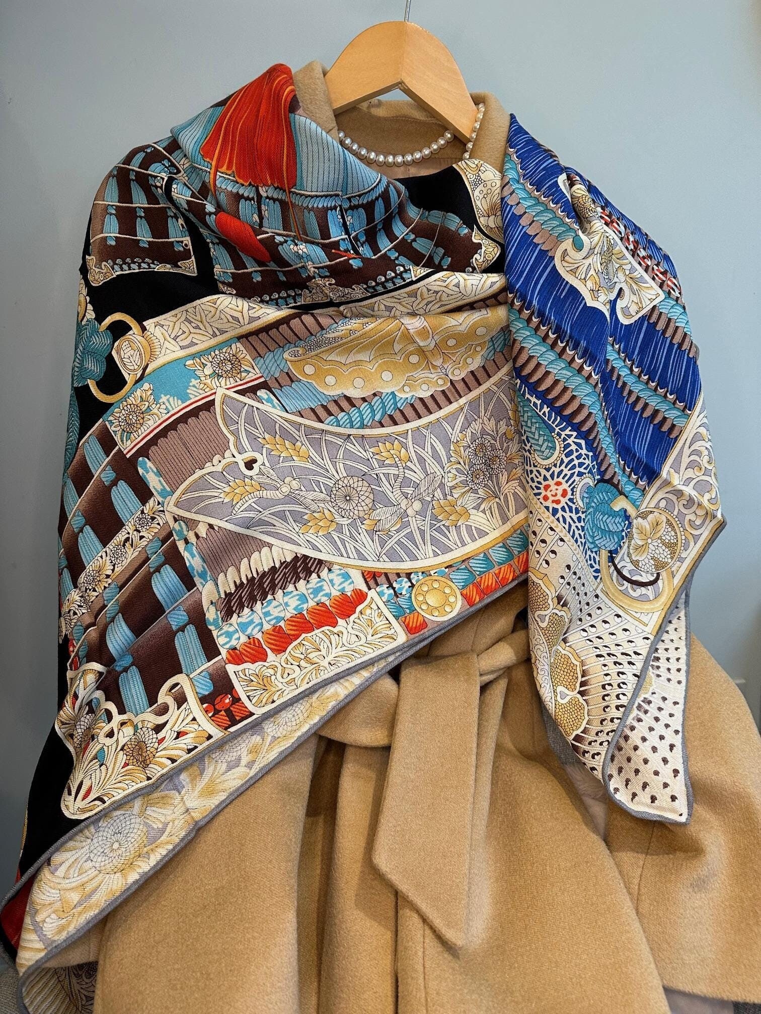 Large Silk and Wool Scarf – Luxuriously Soft & Heavy wrap- Large Square Scarf