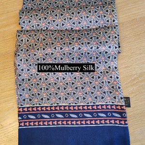 Men's Mulberry Silk Scarf/Double-Layer & Double-Sided Silk Scarf/ Luxurious 100% Mulberry Silk Long Scarf for Men Perfect Gift For Him Navy Celtic
