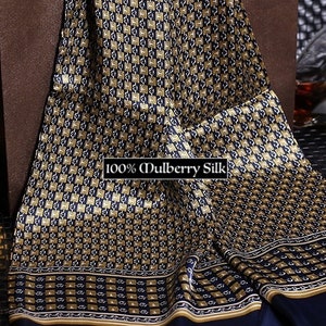 Men's Mulberry Silk Scarf/Double-Layer & Double-Sided Silk Scarf/ Luxurious 100% Mulberry Silk Long Scarf for Men Perfect Gift For Him Navy Square