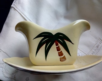 Tahiti Continental Kilns Vintage Gravy Boat - Tiki Bar Palm Tree USA