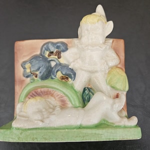 Vintage Pixies Elves Figurines Planter Garden Gnome Vase Planter 4 3/4” Tall