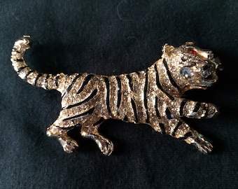 Vintage 3D TIGER Brooch/Pin