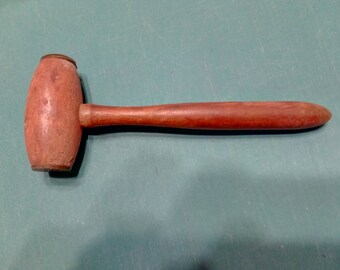 VINTAGE WOODEN GAVEL With Brass Head, Judge / Auctioneer 7 "