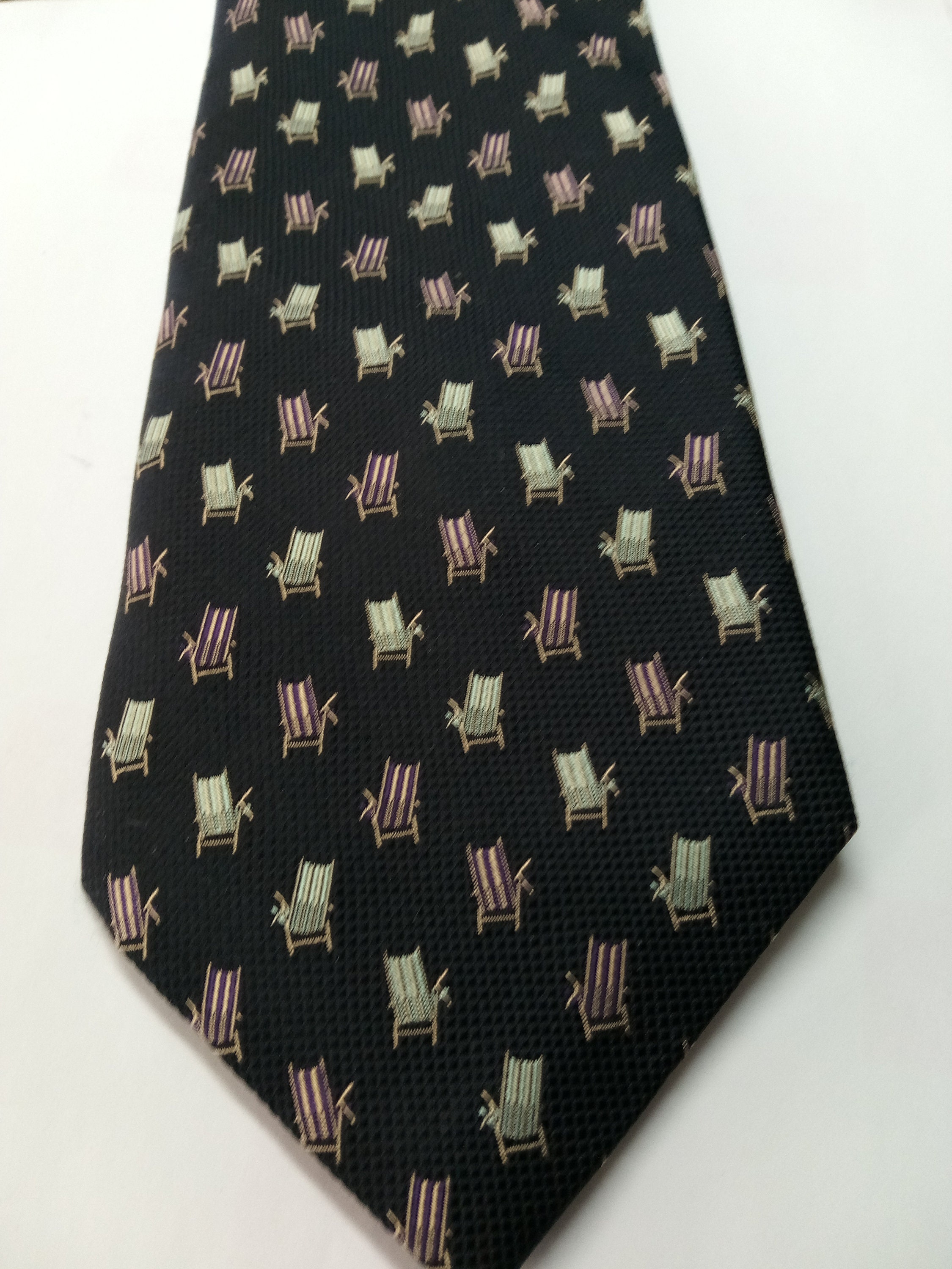 Louis Vuitton Paris Gradient Monogram Gray/Black Bands Silk Tie Italy NWOT