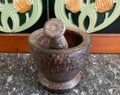 Stunning Small Wooden Patterned Mortar Pestle
