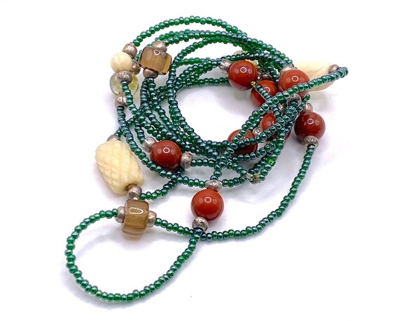 Festive Beaded Necklace Handcrafted 22" Single St… - image 3