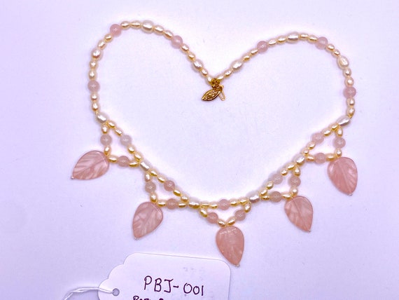 Rose Quartz  Fresh Water Pearl Necklace, Handmade… - image 4