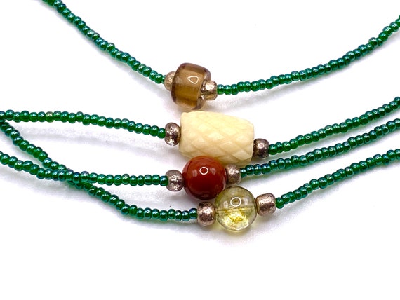 Festive Beaded Necklace Handcrafted 22" Single St… - image 2