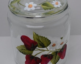 Hand-Painted Strawberries Jar