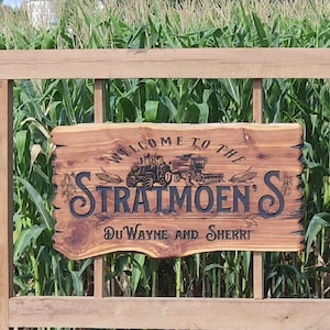 Cedar Sign - Live Edge - Outdoor - Wall Hanging - Lawn Decor- Barn - Animals - Personalized - Custom Carving - Wood - Rustic - Farm - Ranch