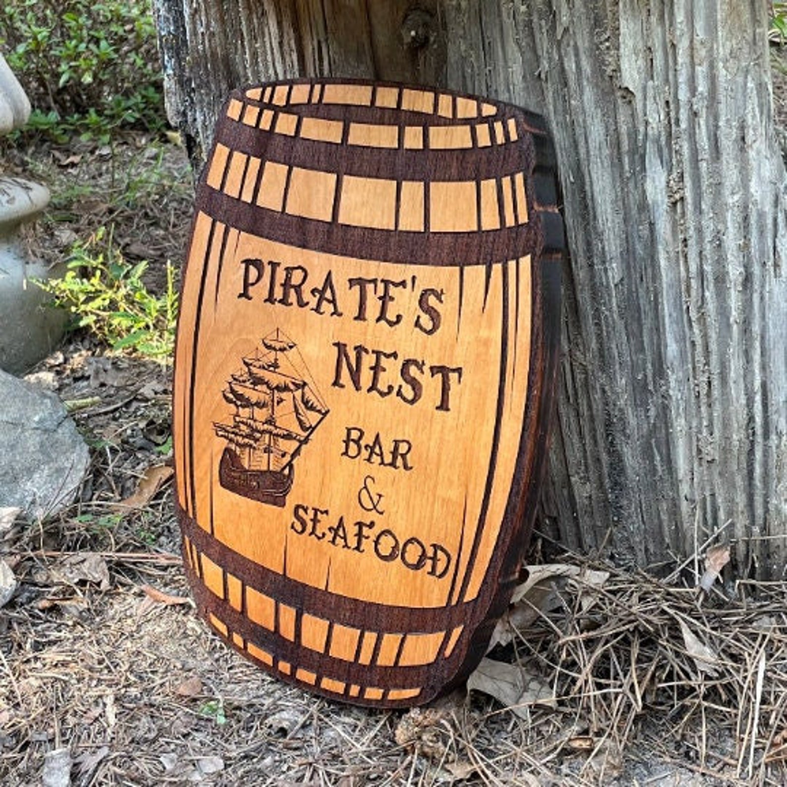 Wooden Barrel Sign Custom Wood Carved Engraved With Your - Etsy