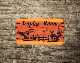 Live Edge Wood Sign - Deer - Wooden - Lake - Cedar - Cabin - Outdoor Sign - Custom - Carved Sign - Rustic Sign - Farm. Personalized - Plaque