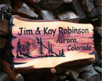 Live Edge Wood Sign - Wooden - Cedar - Carve - Cabin - Outdoor Sign - Custom Wood Sign - Carved Sign - Rustic Sign - Farm. Personalized