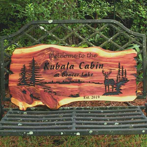 Live Edge Wood Sign - Wooden - Cedar - Carve - Cabin - Outdoor Sign - Custom Wood Sign - Carved Sign - Rustic Sign - Farm. Personalized