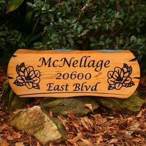 Personalized Family Name Sign: Carved Magnolia Design
