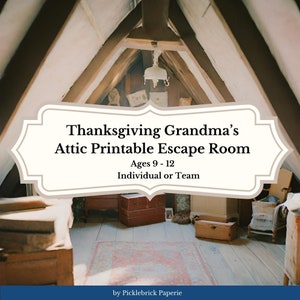 Thanksgiving Grandma&#39;s Attic Escape Room | Family Escape Room | Printable Games | Printable Puzzle
