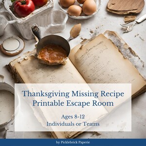 Thanksgiving Missing Recipe Escape Room | Thanksgiving Game for Family | Puzzle Game | Printable Escape Room
