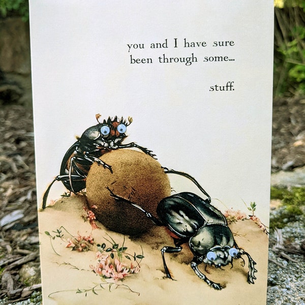 Couldn't Have Dung it Without You. Greeting Card with googly eyes