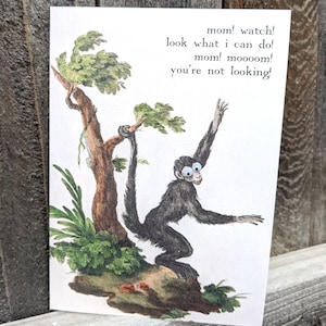Kijk! Moederdagwenskaart Monkey Business voor moeder met grote ogen